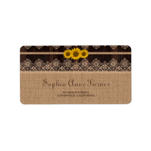 Rustic Snöre Burlap Wood Bröllop Adressetikett