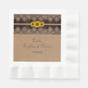 Rustic Snöre Burlap Wood Bröllop Pappersservett