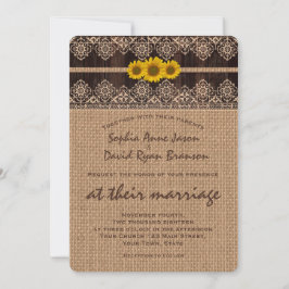 Rustic Snöre Burlap Wood bröllopsinbjudan Inbjudningar