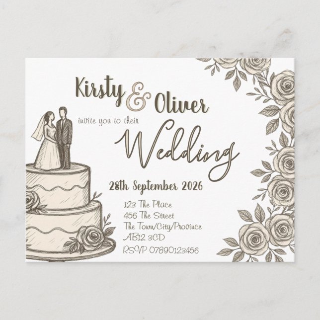 Rustic Snöre Calligraphy Vykort (Framsida)