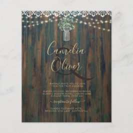 Rustic Snöre Gypsophila Ljus Mason Burk Bröllop Flygblad