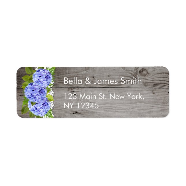 Rustic Snöre Hydrangea Return Address Label Returadress Etikett (Framsidan)