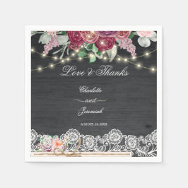 Rustic Snöre Mason Burk String Ljus Bröllop Pappersservett