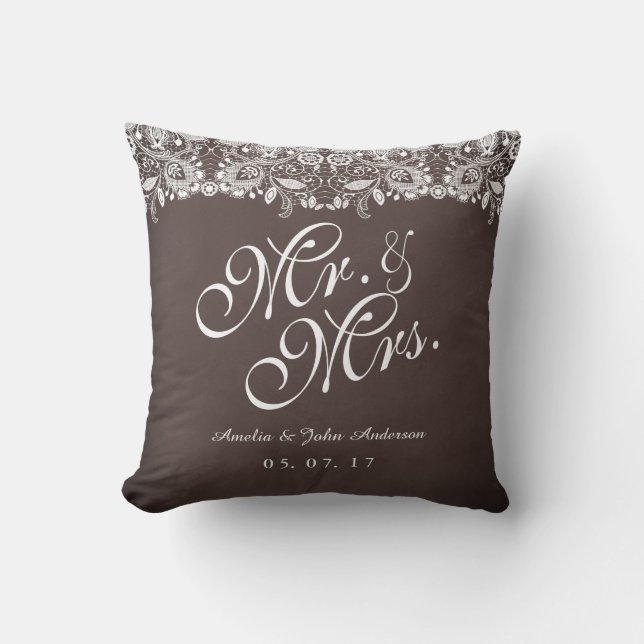 Rustic Snöre Mr och Bröllop Pillow Kudde (Framsida)