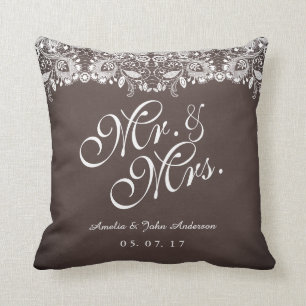 Rustic Snöre Mr och Bröllop Pillow Kudde