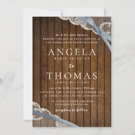 Rustic Snöre och Barn Wood Bröllop Inbjudningar