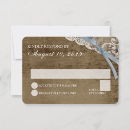 Rustic Snöre och Barn Wood Bröllop OSA Inbjudningar