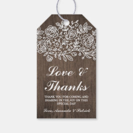 Rustic Snöre och Land Wood Bröllop Tack Presentetikett