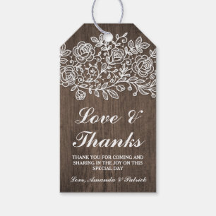 Rustic Snöre och Land Wood Bröllop Tack Presentetikett