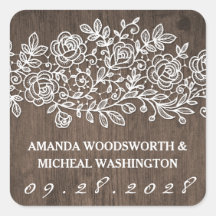 Rustic Snöre och Landsbyggsbröllop Favor Stickers