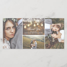 Rustic Snöre och Mason Burk Ljus Bröllop Tack Kort