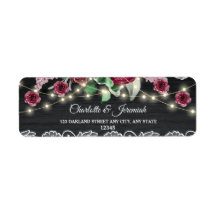 Rustic Snöre String Ljus Bröllop Returadress