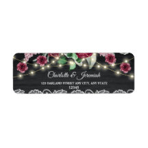 Rustic Snöre String Ljus Bröllop Returadress