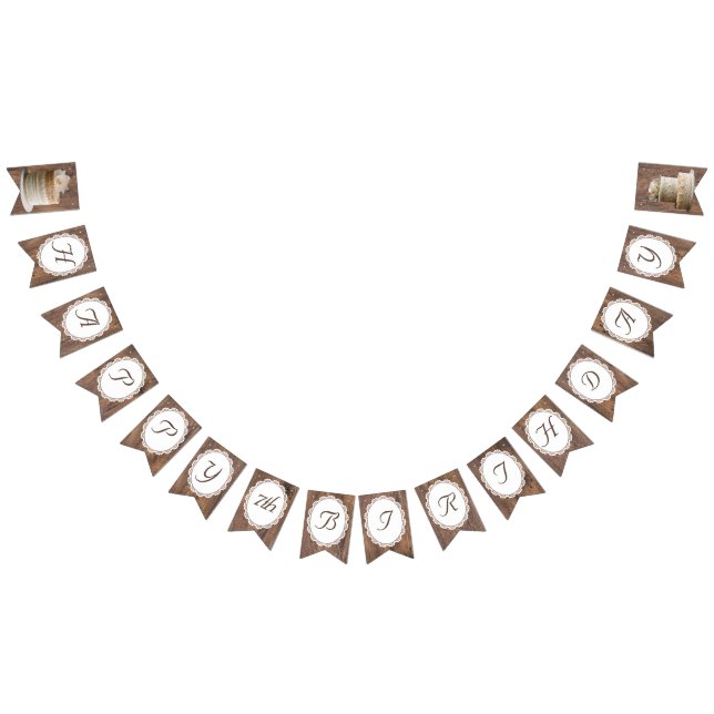 Rustic Snöre Wood Land Birthday Vimplar (Alla)