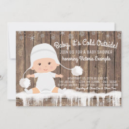 Rustic Snowflake Baby sitt Kall utanför babydusche Inbjudningar