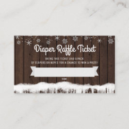 Rustic Snowflake Diaper Raffle Biljett Tilläggskort
