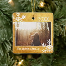 Rustic Snowflake Family Guld