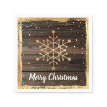Rustic Snowflake Guld God jul Party Papper