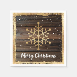Rustic Snowflake Guld God jul Party Papper Pappersservett