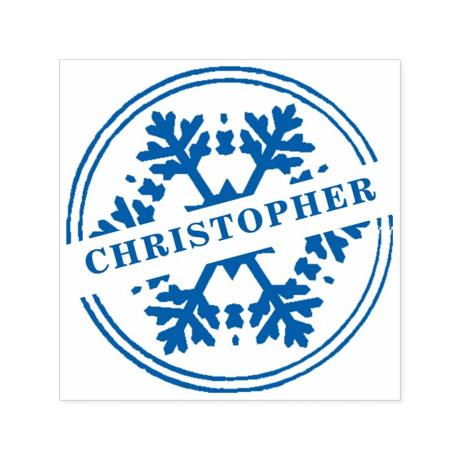 Rustic Snowflake och ditt namn Självfärgande Stämpel (Design)