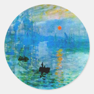 Rustic Snyggt Blue Sunrise Boat Sjölandskap Runt Klistermärke