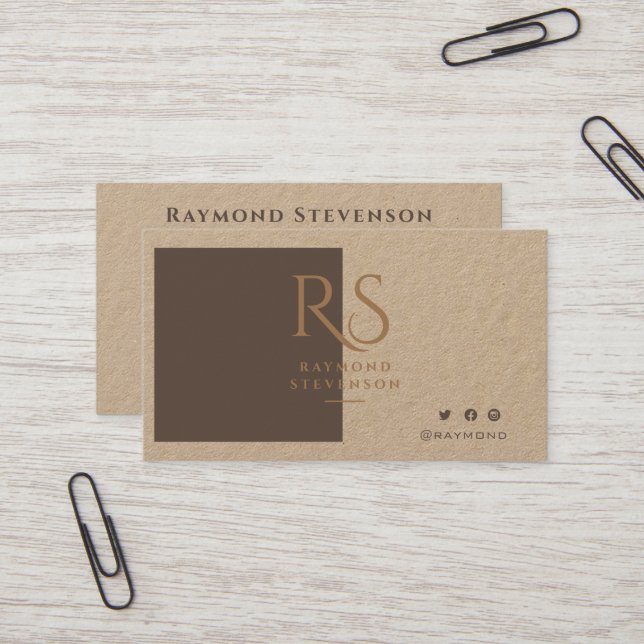 Rustic Snyggt Chic Guld Professionell Kraft Visitkort (Fram/Back In Situ)