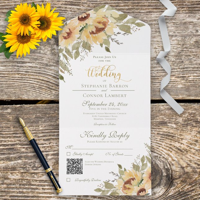 Rustic Soft Gult Sunblommor QR-kod (Skapare uppladdad)