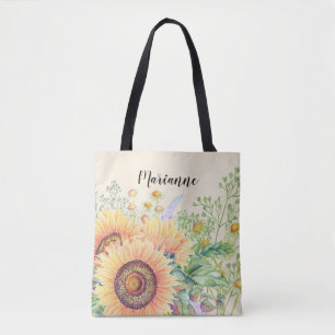 Rustic Solblommor Anpassat namngivningsprogram Tygkasse