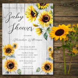 Rustic Solblommor Baby Shower Inbjudningar