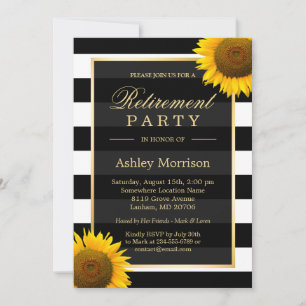 Rustic Solblommor Black Rand Pension Party Inbjudningar