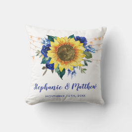 Rustic Solblommor Blue Blommigt Ljus Bröllop Kudde