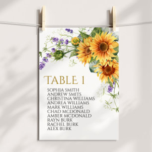 Rustic solblommor Bordsnummer 1 Sittdiagram
