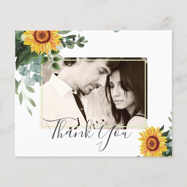 Rustic Solblommor Eucalyptus Löv Bröllop Flygblad (Framsidan)