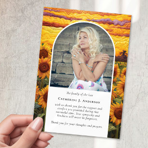 Rustic Solblommor Fotosympati Funeral Memorial Tack Kort