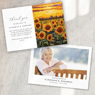 Rustic Solblommor Fotosympati Funeral Memorial Tack Kort