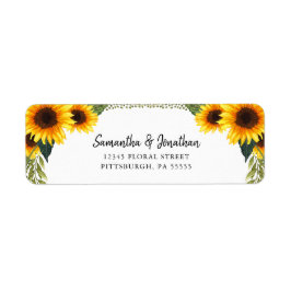 Rustic Solblommor | Handskriven Stil Returadress Etikett