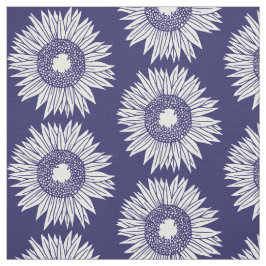 Rustic Solblommor Mönster Blue and White Blommigt Tyg