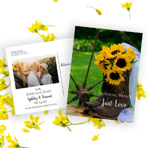 Rustic Solblommor och Cowboy Boots Spara datumet Meddelande Vykort