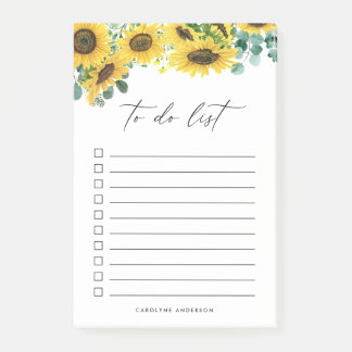 Rustic Solblommor och Eucalyptus Personlig Post-it Block