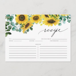 Rustic Solblommor och eukalyptus Shower Recipe Tilläggskort