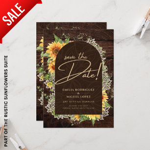 Rustic Solblommor och Snöre Bröllop spara datum Flygblad
