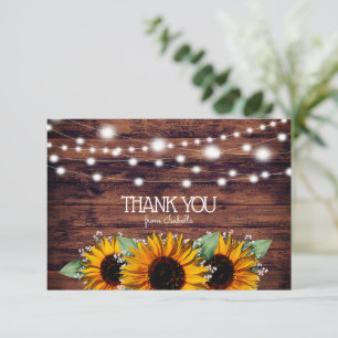 Rustic Solblommor och Twinkle Ljus Tack Kort