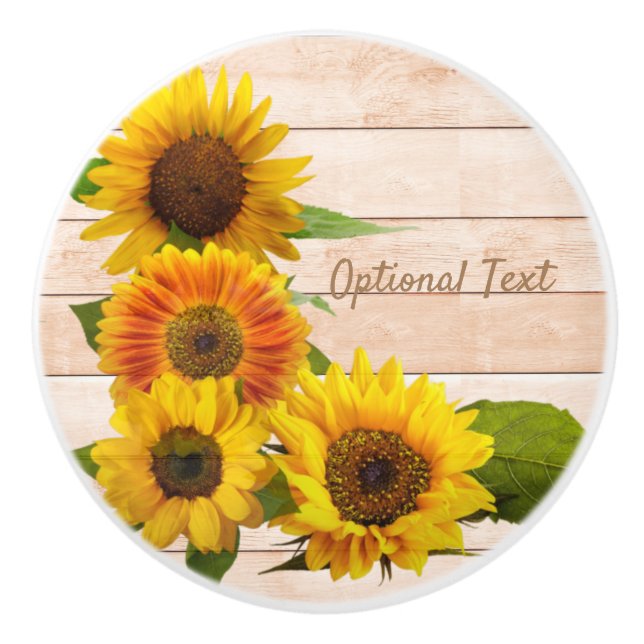Rustic Solblommor på trä Knopp (Framsidan)