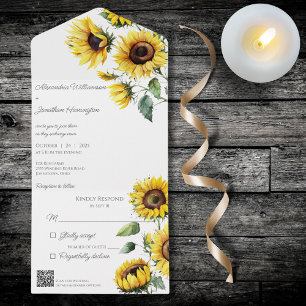 Rustic Solblommor på vitt med QR-kod