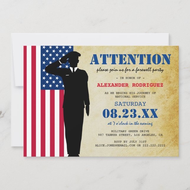 Rustic Soldier Going Away Party Announcement Inbjudningar (Framsida)