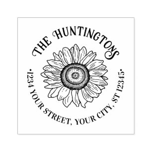 Rustic Solros #1 Anpassningsbar Familj Namn Adress Stämpel