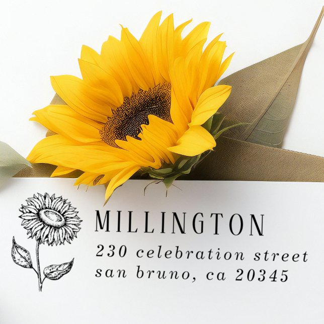 Rustic Solros Anpassningsbar Family Namn Returadre Självfärgande Stämpel (Skapare uppladdad)