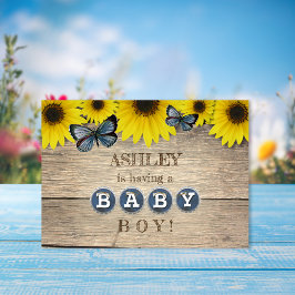 Rustic Solros Baby Shower | Boy Inbjudningar