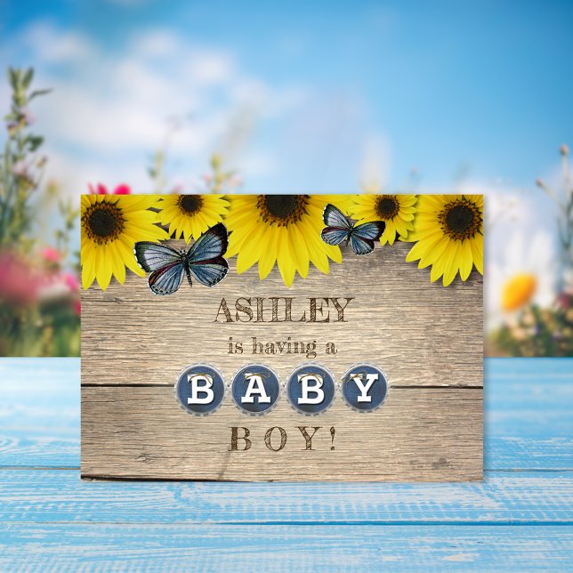 Rustic Solros Baby Shower | Boy Inbjudningar (Skapare uppladdad)