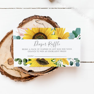 Rustic Solros Baby Shower Diaper Raffle Tilläggskort